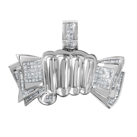 14KT White Gold 3.17ctw Money Diamond Pendant L1502 - Picture 1 of 3